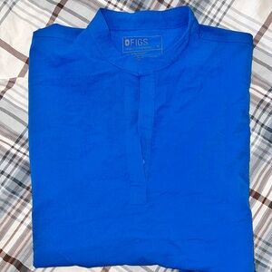 Figs Women's Vibrant Blue Button-Down Shirt